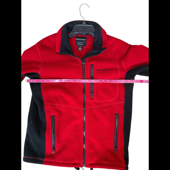 Montbell Red Black Zip Outdoor Hiking Fleece Jacket Mens S - Picture 5 of 5